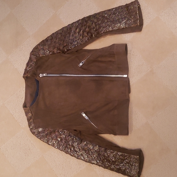 Dragon Scale & Leather Jacket, Sz 38 - Picture 1 of 12